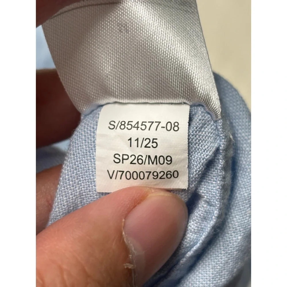 Banana Republic Mens Slim Linen-Blend Button Down Shirt Light Blue Medium M